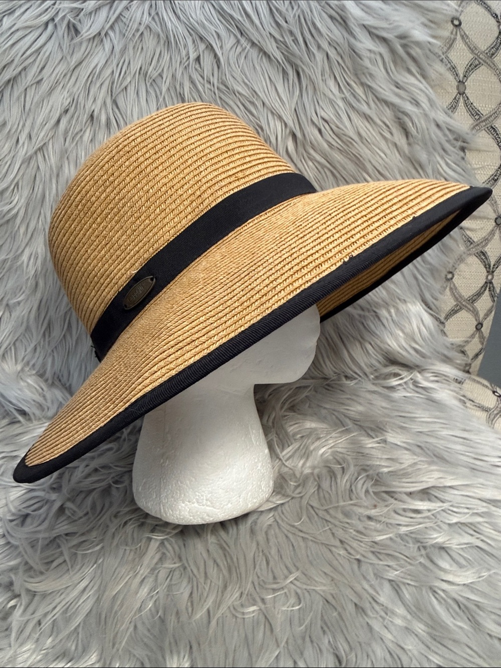 Cappelli Straworld Tan Straw Sun Hat with Black Band - Picture 4 of 12